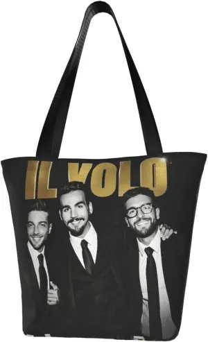 IL Great Artist Volo Reusable Grocery Bag for Kitchen Shopping Bags Tote Bags with Zipper for Women Shoulder Bag Lightweight Daily Bag Large Capacity Handbag Storage Bags for Gym