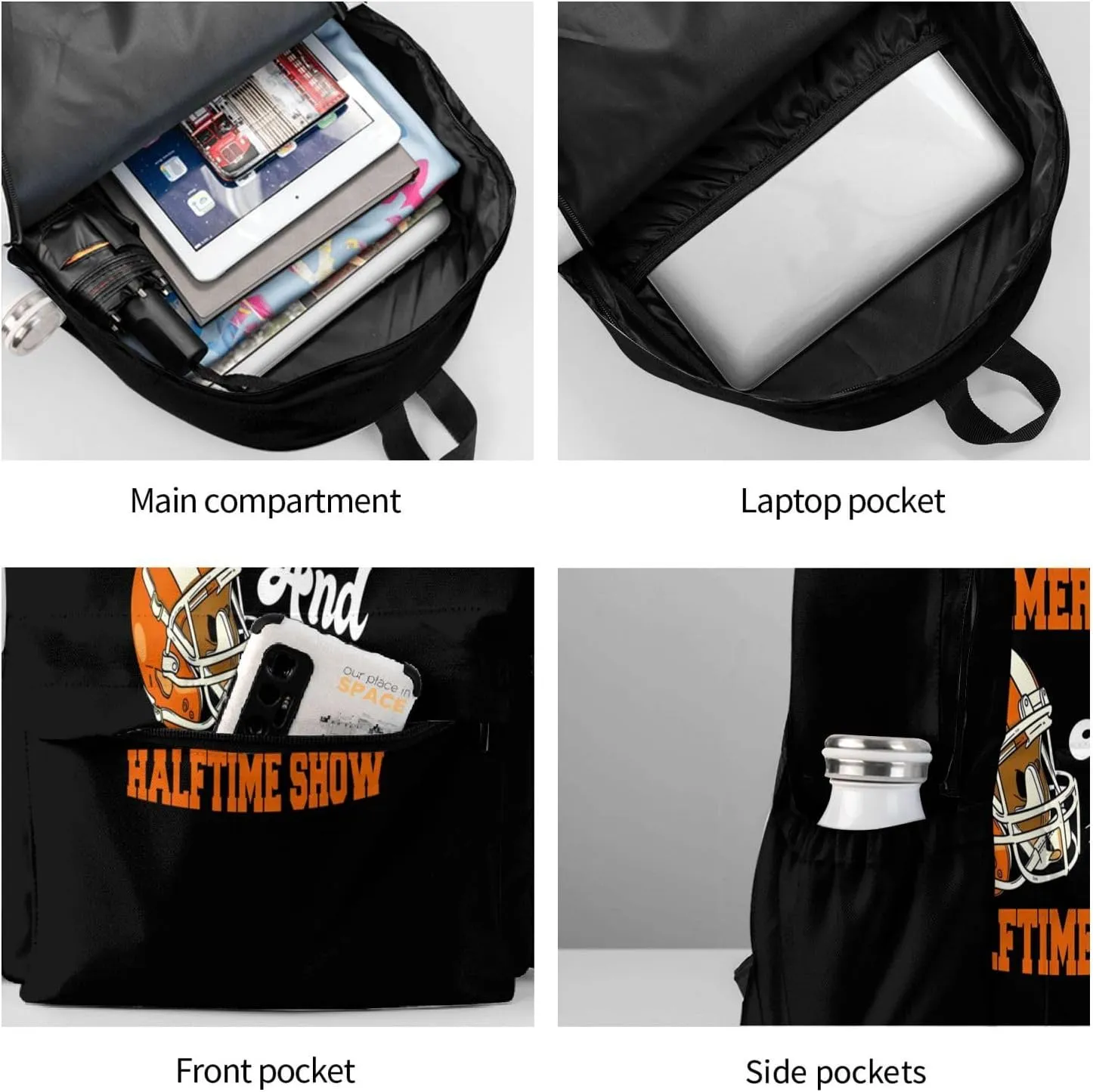 I'm Just Here For The Food Commercials And Halftime Show Backpack Casual Laptop Backpack Large Capacity Double Shoulder Bag Travel Daypack For Women Men