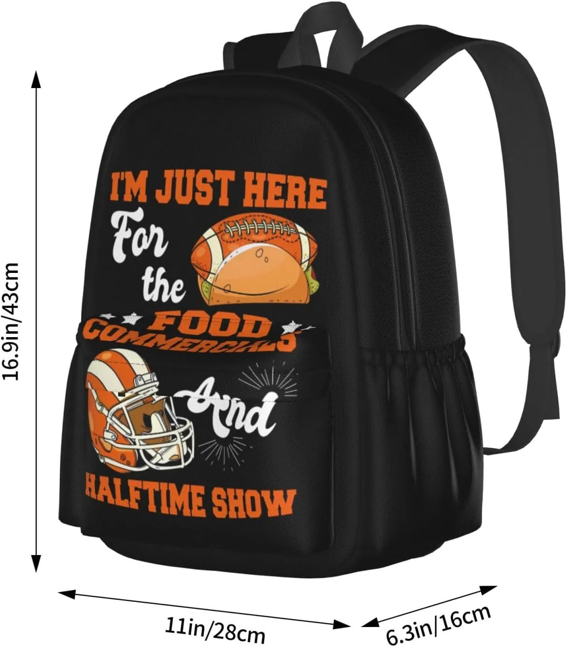 I'm Just Here For The Food Commercials And Halftime Show Backpack Casual Laptop Backpack Large Capacity Double Shoulder Bag Travel Daypack For Women Men