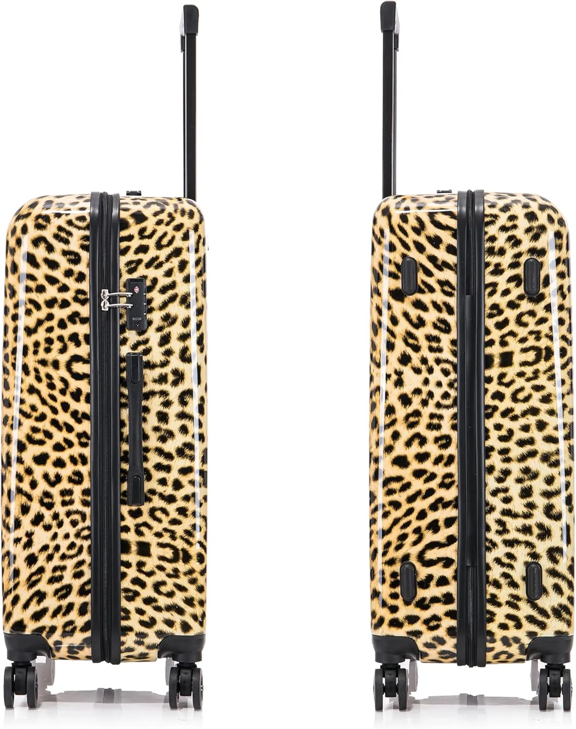 InUSA Cheetah Print Luggage with Spinner Wheels | Durable Lightweight Hardside Suitcase | Travel Bag with Handle and Trolley | (20in, 24in, 28in) 3 Piece Set