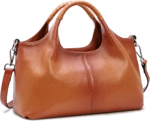 Iswee Genuine Leather Purses for Women Shoulder Handbags Designer Hobo Crossbody Purse Top Handle Purse