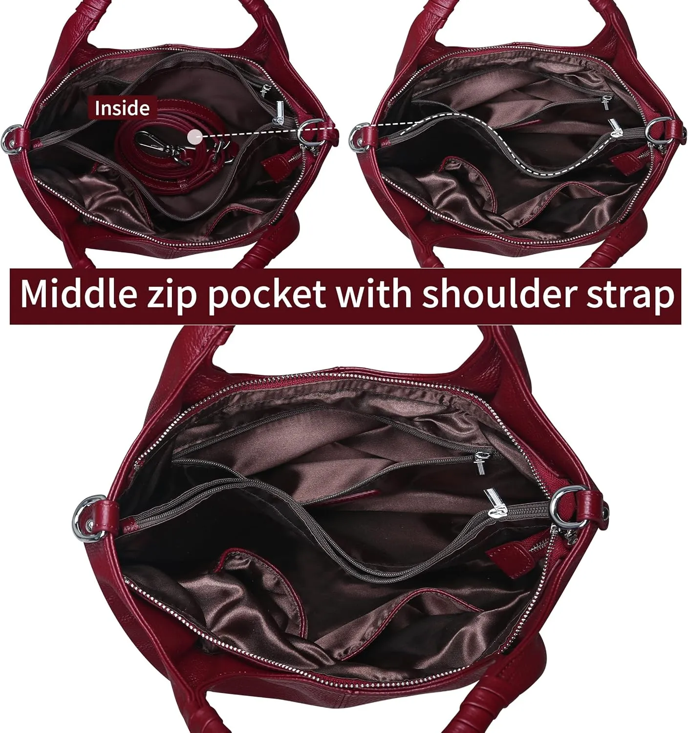 Iswee Genuine Leather Shoulder Bags Purses and Handbags for Women Satchel Designer Cross Body Hobo Medium Size Tote