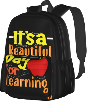 It'S A Beautiful Day For Learning Backpack Casual Laptop Backpack Large Capacity Double Shoulder Bag Travel Daypack For Women Men