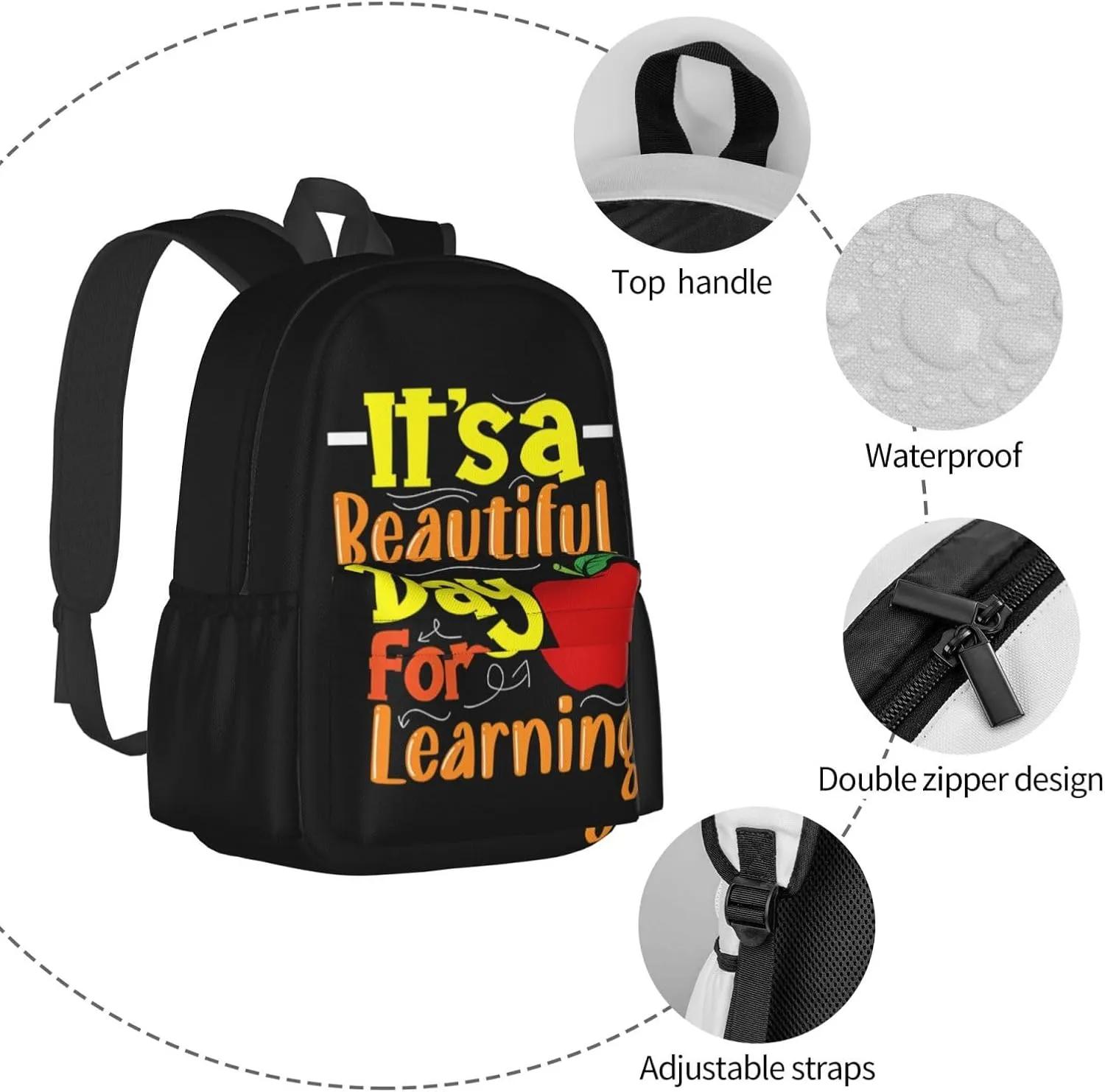 It'S A Beautiful Day For Learning Backpack Casual Laptop Backpack Large Capacity Double Shoulder Bag Travel Daypack For Women Men