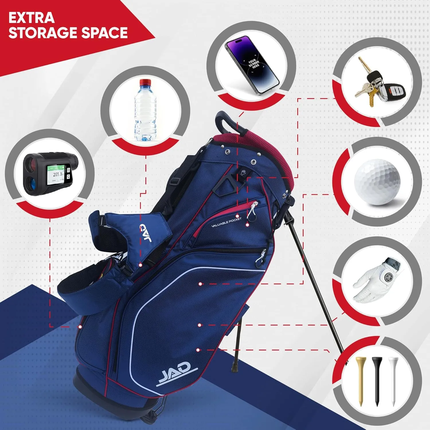 JAD PRO Golf, Premium Everyday Golf Stand Bag for Men and Women, 14-Way Top Dividers, Ultra Lightweight, Easy for Carrying, Large Pockets for Accessories, Durable Water Resistant