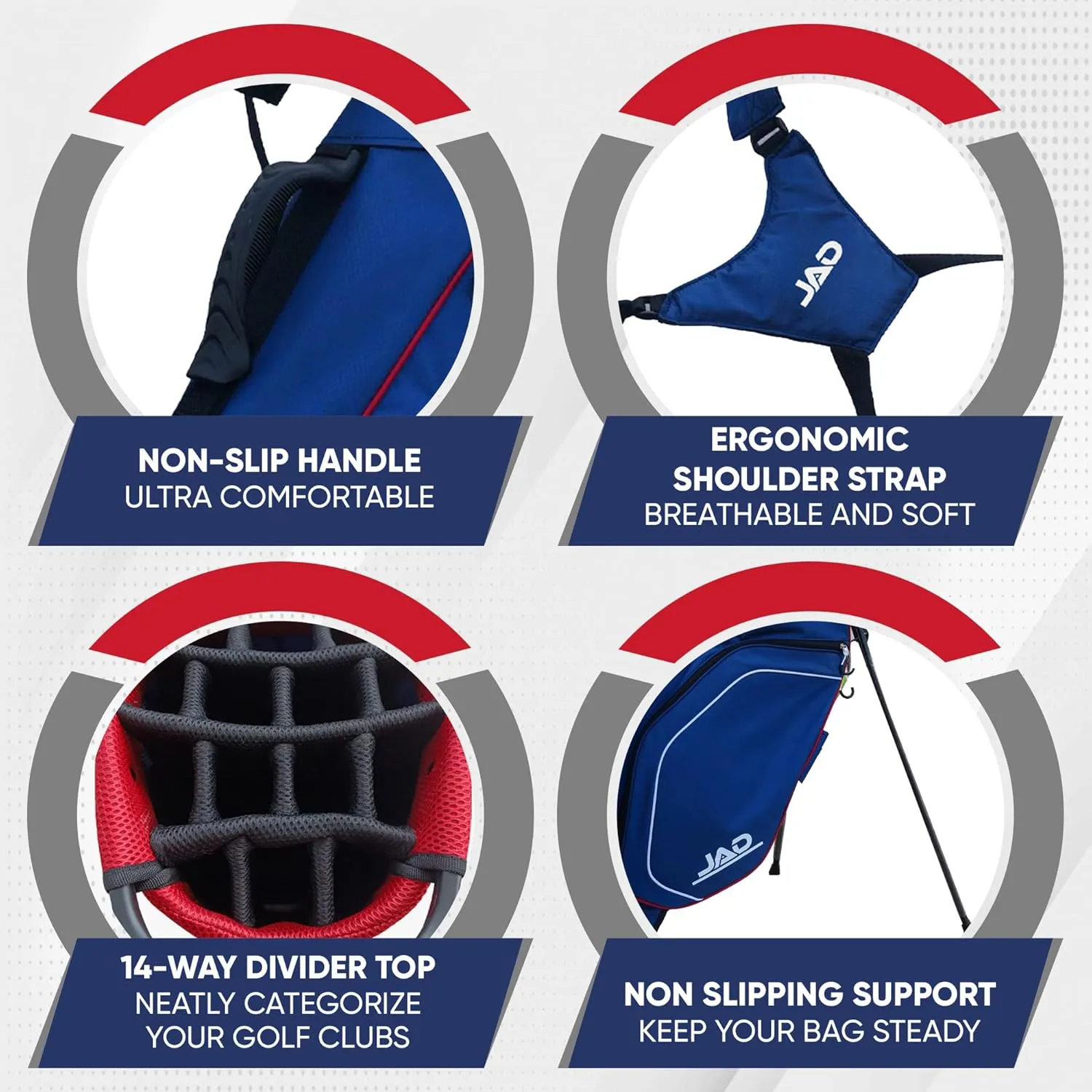 JAD PRO Golf, Premium Everyday Golf Stand Bag for Men and Women, 14-Way Top Dividers, Ultra Lightweight, Easy for Carrying, Large Pockets for Accessories, Durable Water Resistant