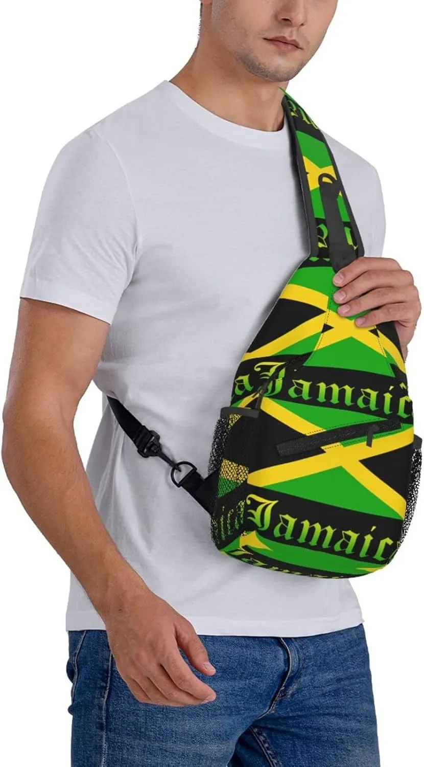 Jamaican Flag Lion Head Sling Bag Adjustable Chest Bags Casual Crossbody Bag Travel Shoulder Backpack