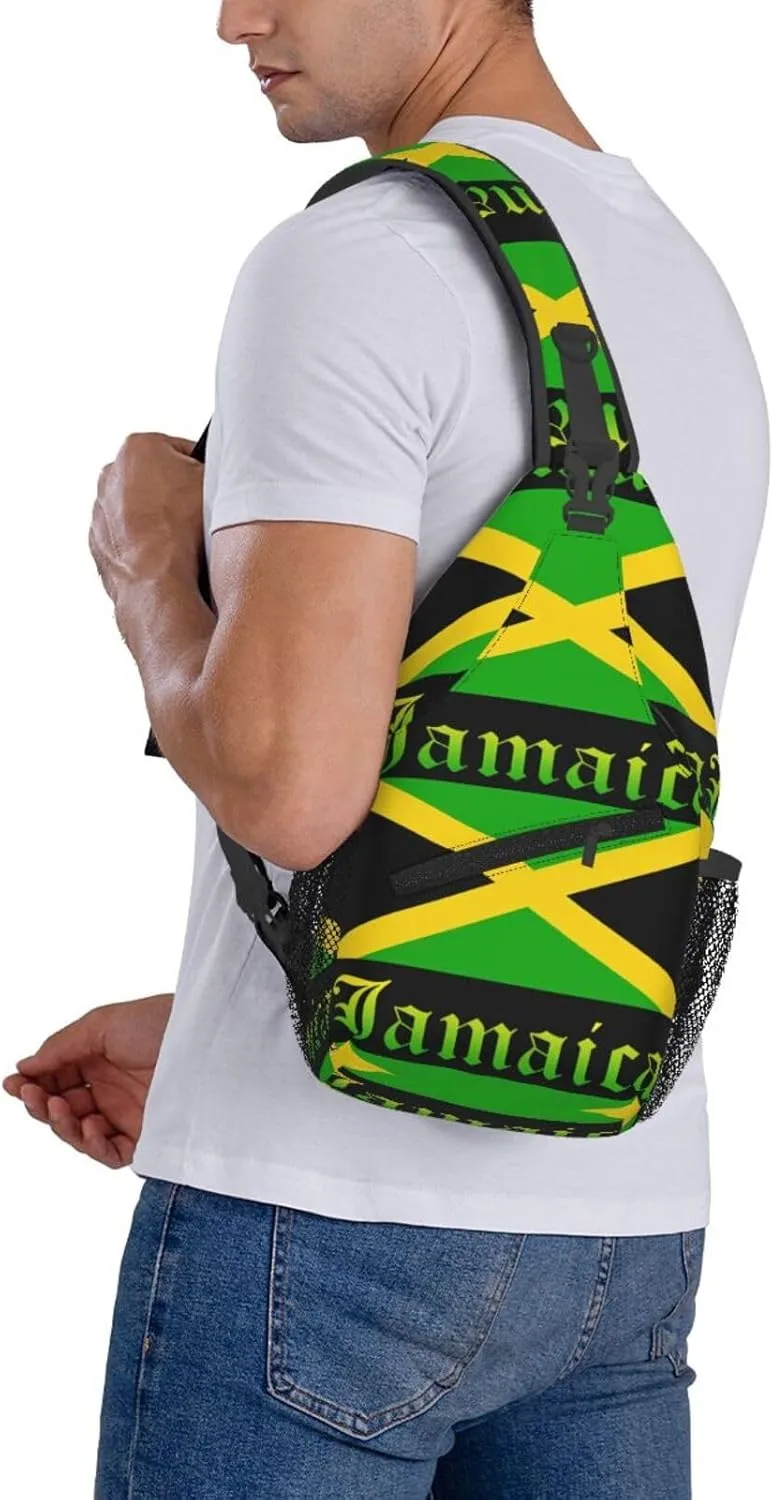 Jamaican Flag Lion Head Sling Bag Adjustable Chest Bags Casual Crossbody Bag Travel Shoulder Backpack