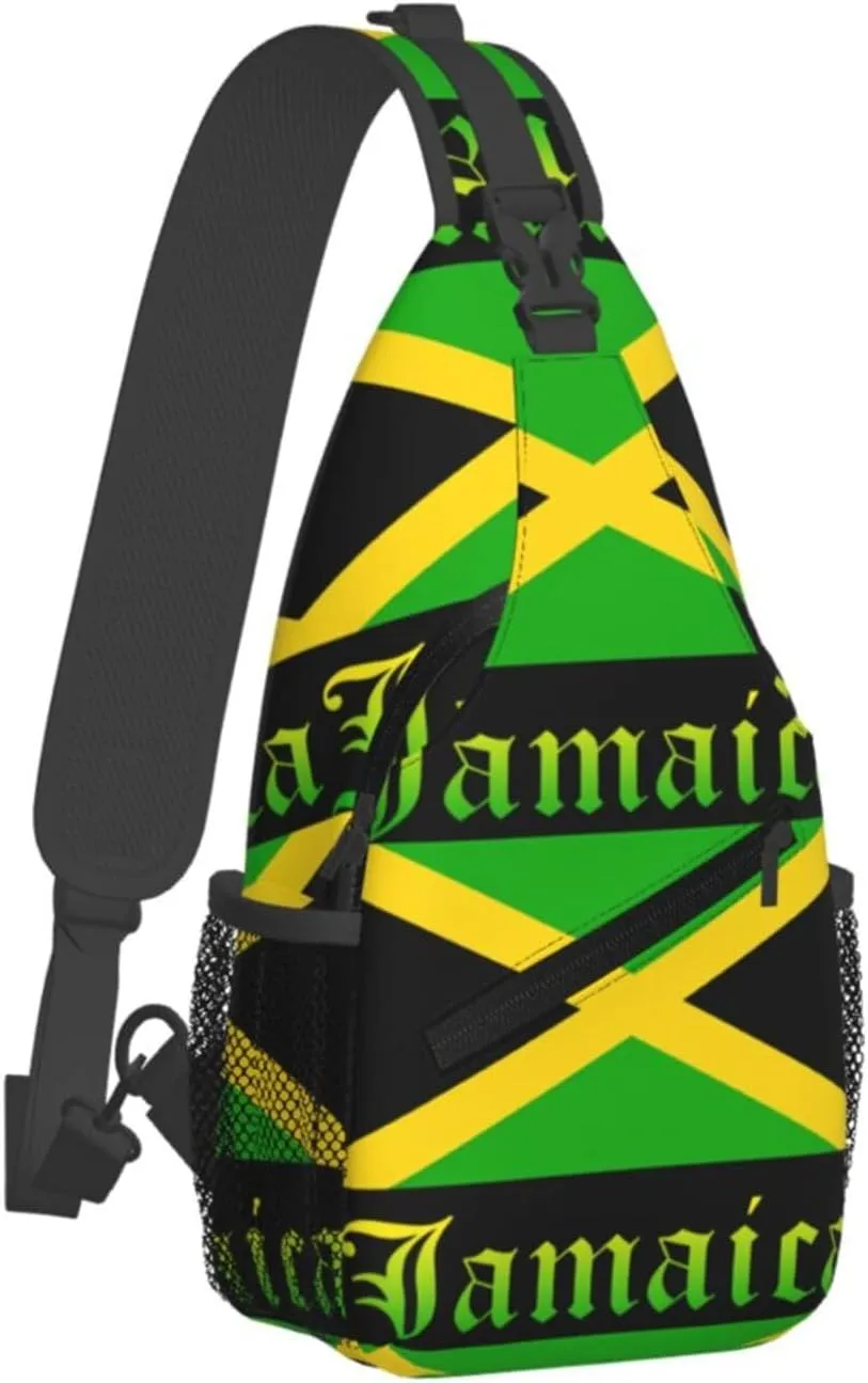 Jamaican Flag Lion Head Sling Bag Adjustable Chest Bags Casual Crossbody Bag Travel Shoulder Backpack