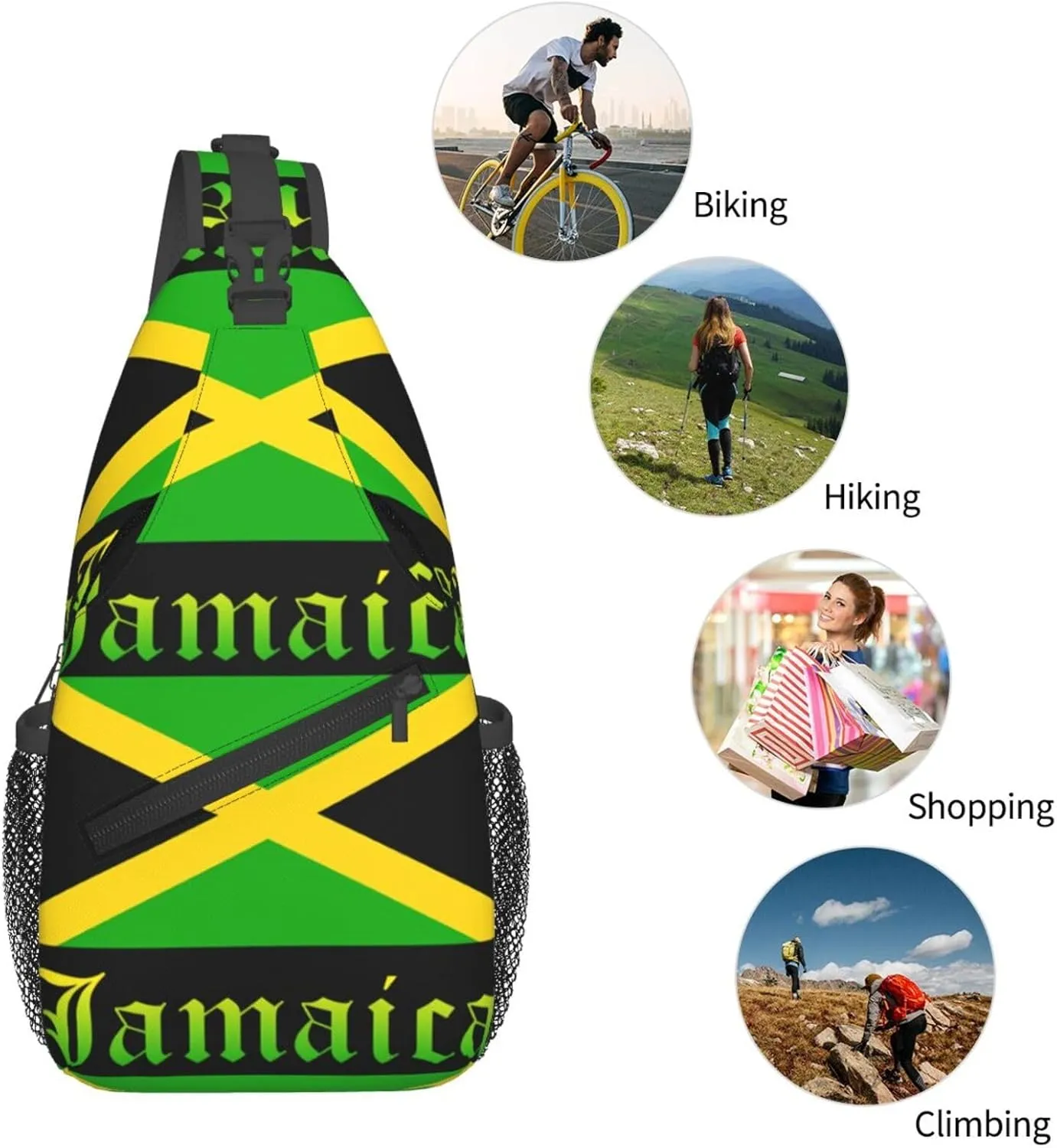 Jamaican Flag Lion Head Sling Bag Adjustable Chest Bags Casual Crossbody Bag Travel Shoulder Backpack