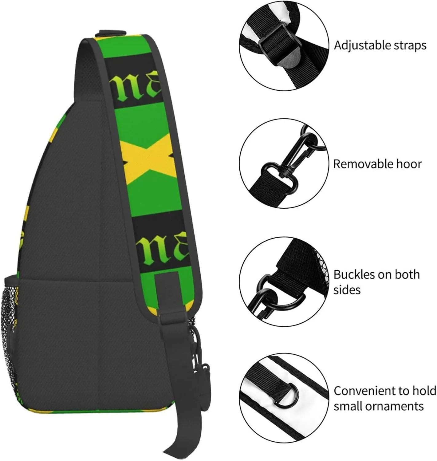 Jamaican Flag Lion Head Sling Bag Adjustable Chest Bags Casual Crossbody Bag Travel Shoulder Backpack