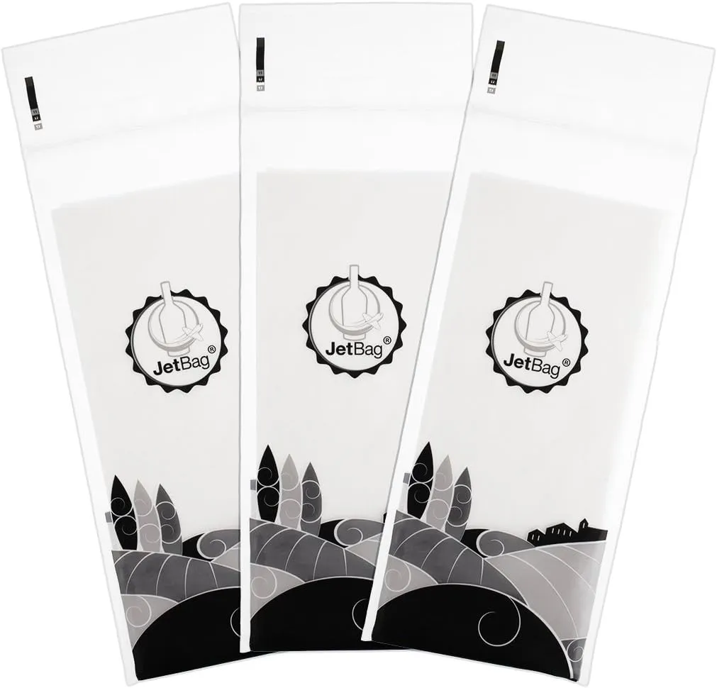 Jet Bag - Protective, Absorbent, Reusable Wine Bags for Travel (Set of 3) Made in the USA - Clear Back allows for Custom Insert