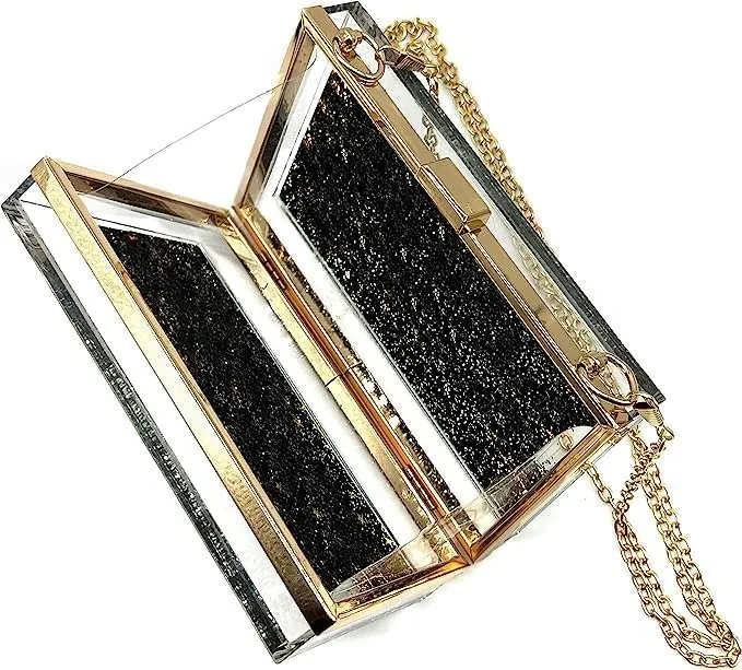 JeVenis Magical Transparent Sequins Clutch Purse Evening Handbag For Party Prom Bride
