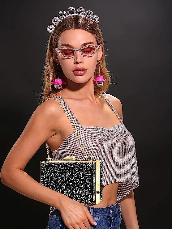 JeVenis Magical Transparent Sequins Clutch Purse Evening Handbag For Party Prom Bride