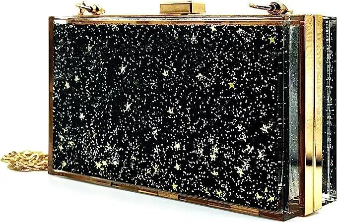 JeVenis Magical Transparent Sequins Clutch Purse Evening Handbag For Party Prom Bride