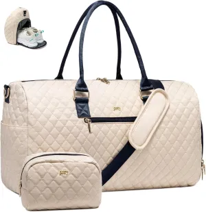 JFFD Travel Duffel - Women's Weekender & Carry-On Bag with Shoe Compartment & Wet Pocket