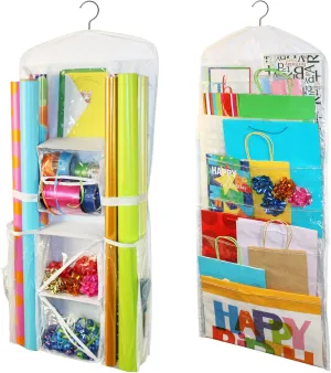 Jokari Gift-Wrap and Bag Organizer, Storage for Wrapping Paper (All Sized Rolls), Gift-Bags, Organize Your Closet With This Hanging Bag and Box Organization Tool, Features Clear Pockets and Hook Hangs