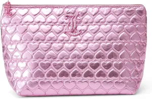Juicy Couture Pink Quilted Heart Metallic Cosmetic Bag