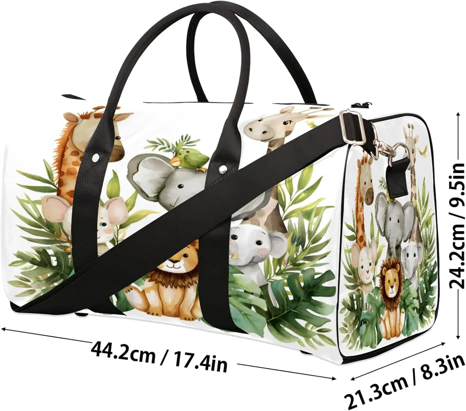 Jungle Forest Animals Travel Bag for Men Women, Gym Duffle Bags for Travel, Carry On Luggage Bag, Weekender Overnight Workout Bags