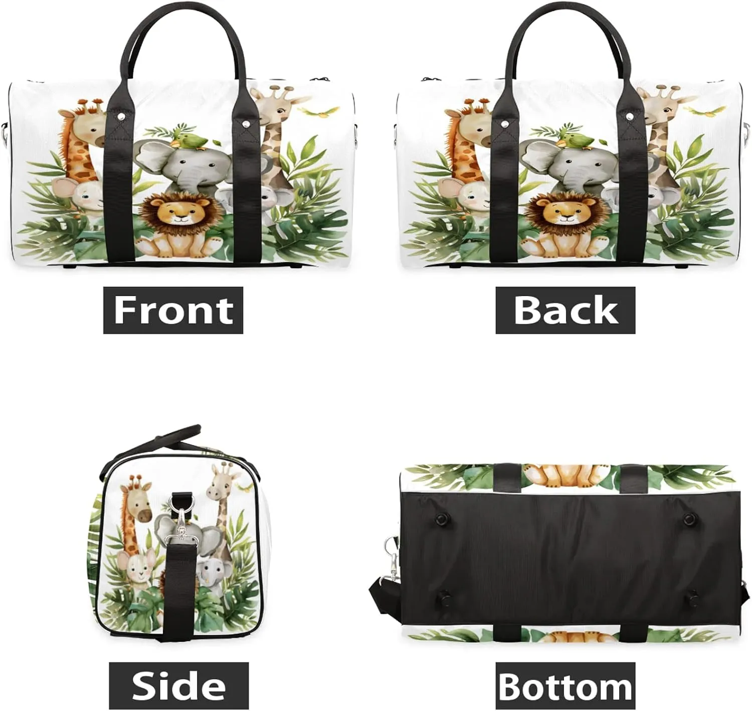 Jungle Forest Animals Travel Bag for Men Women, Gym Duffle Bags for Travel, Carry On Luggage Bag, Weekender Overnight Workout Bags