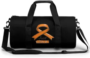 Just Cure It Orange Ribbon Leukemia Awareness Lightweight Gym Bag for Men Women Travel Duffel Bag Sports Workout Bag with Adjustable Strap