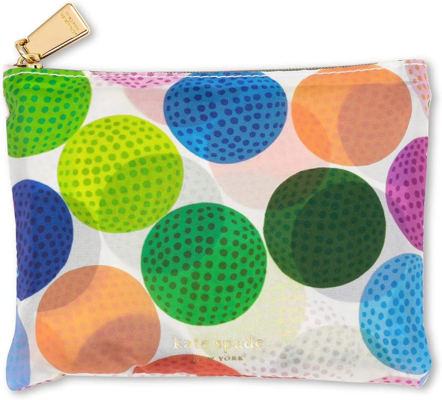 kate spade new york Reusable Produce Bags, Shopping Tote with Zipper Storage Pouch, Lightweight Foldable Grocery Bag