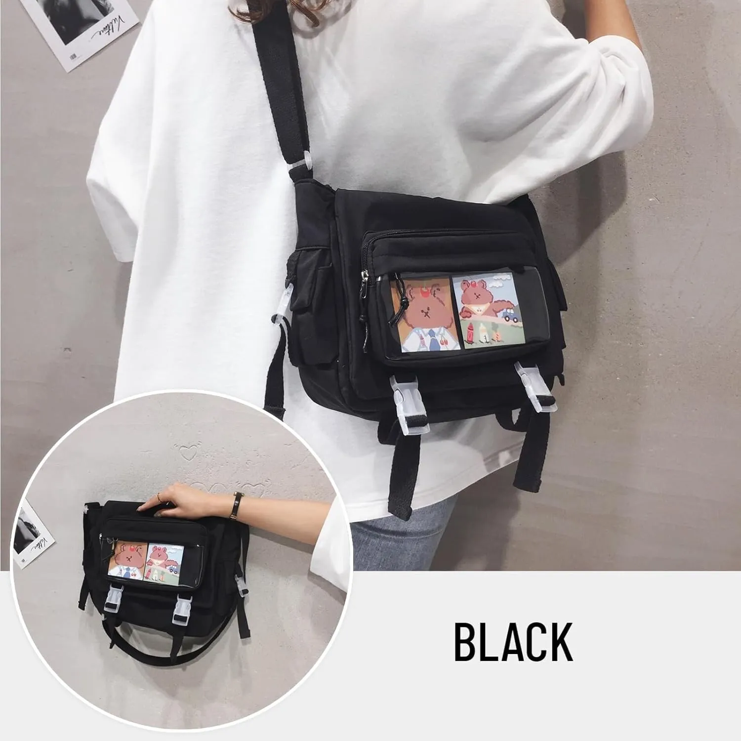 Kawaii Messenger Women Laptop Bags Lightweight Crossbody Shoulder with Cute Accessories Travel