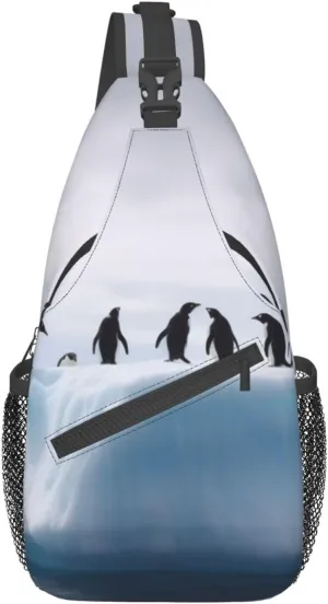 KHiry Sling Backpack crossbody for Man Woman Iceberg Penguins cross body Adjustable Chest Bag