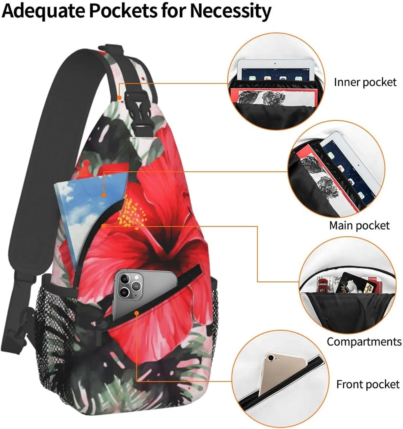 KHiry Sling Bag for Women Men Crossbody Bag Small Sling Backpack Softball Chest Bag Hiking Daypack