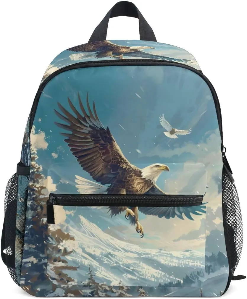 Kids Backpack for Boys Girls Toddler Bags Children Preschool Falcon Snow Mountain Kindergarten Small 3-8 Years Old Chest Strap
