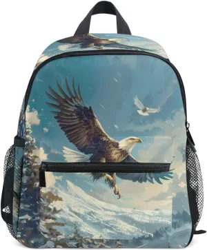 Kids Backpack for Boys Girls Toddler Bags Children Preschool Falcon Snow Mountain Kindergarten Small 3-8 Years Old Chest Strap