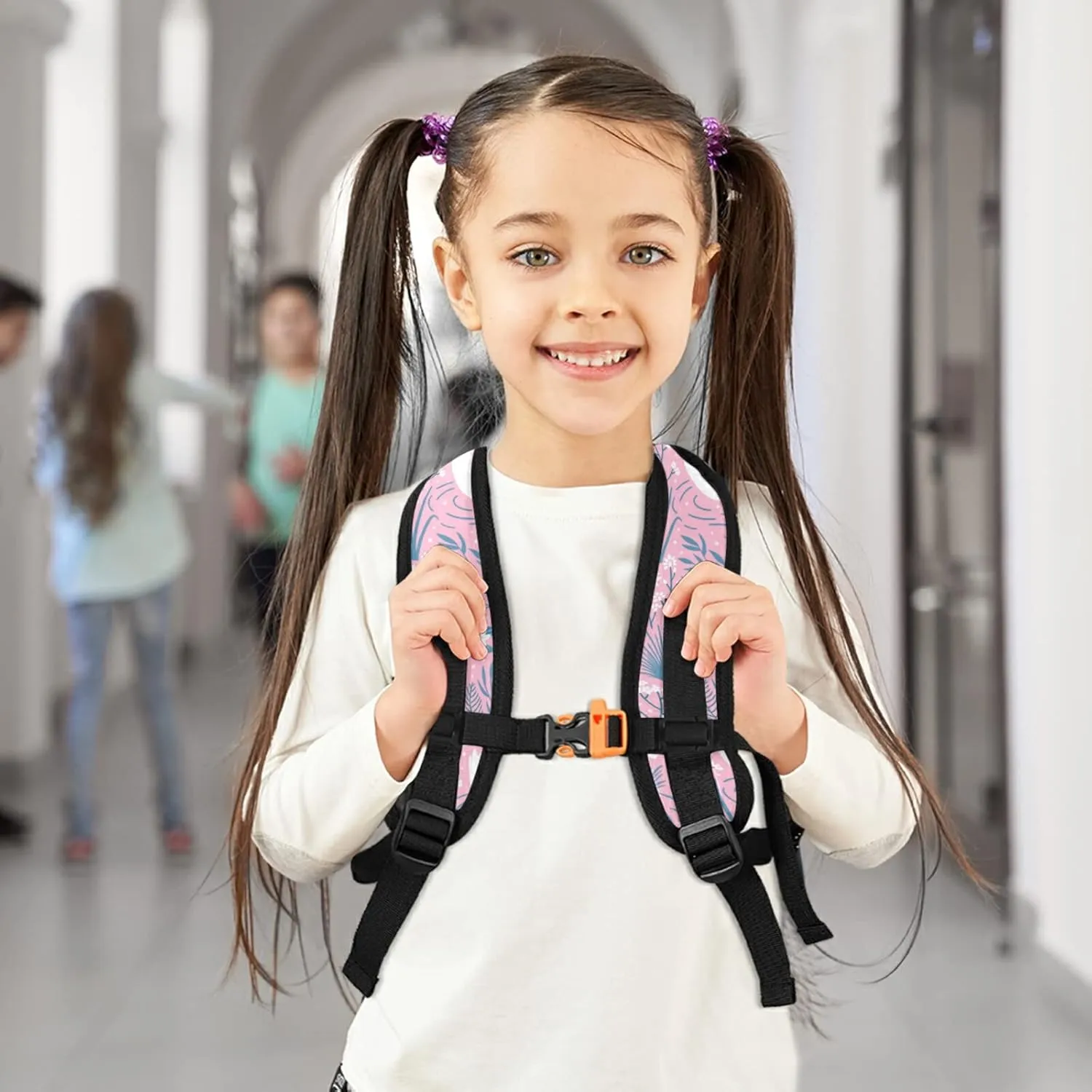 Kids Backpack for Girls Pink Swan Cute Toddler Bags Children Preschool Kindergarten Small Chest Strap 3-8 Years Old