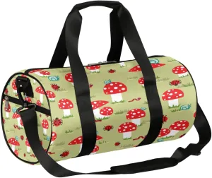 Kids Duffle Bag Girls Boys Red Mushroom Snails Travel Dance Bag for Teen Cute Mushroom Sport Gym Bags Kids Duffle Bag Weekender Sleepover Bag for Practice Gymnastic Ballet