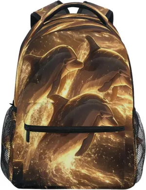 Kigai Dolphin Jump Travel Backpack for Men and Women Lightweight College Laptop Backpack Business Computer Bag Shoulder Bag Casual Daypack