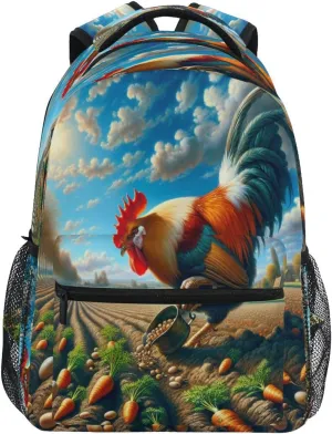 Kigai Farmland Rooster Travel Backpack for Men and Women Lightweight College Laptop Backpack Business Computer Bag Shoulder Bag Casual Daypack