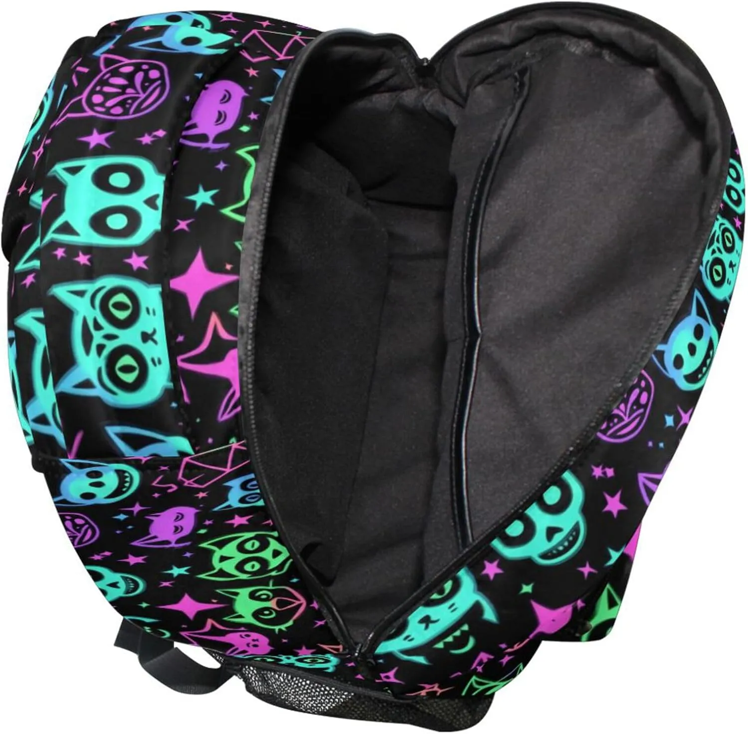 KLL Day Backpack for Teens Boys Girls Fashion Stylish Travel Bags with Chest Strap Gift Men & Women Cute Cartoon Witchcraft Cats Bright