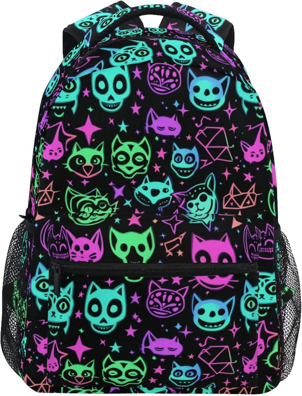 KLL Day Backpack for Teens Boys Girls Fashion Stylish Travel Bags with Chest Strap Gift Men & Women Cute Cartoon Witchcraft Cats Bright