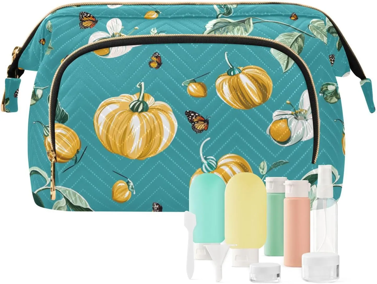 KLL Fresh Cape Gooseberry Fruit Teal Travel Bag Lightweight Bag For Women Makeup Period Bag for Capacity Travel Cosmetic