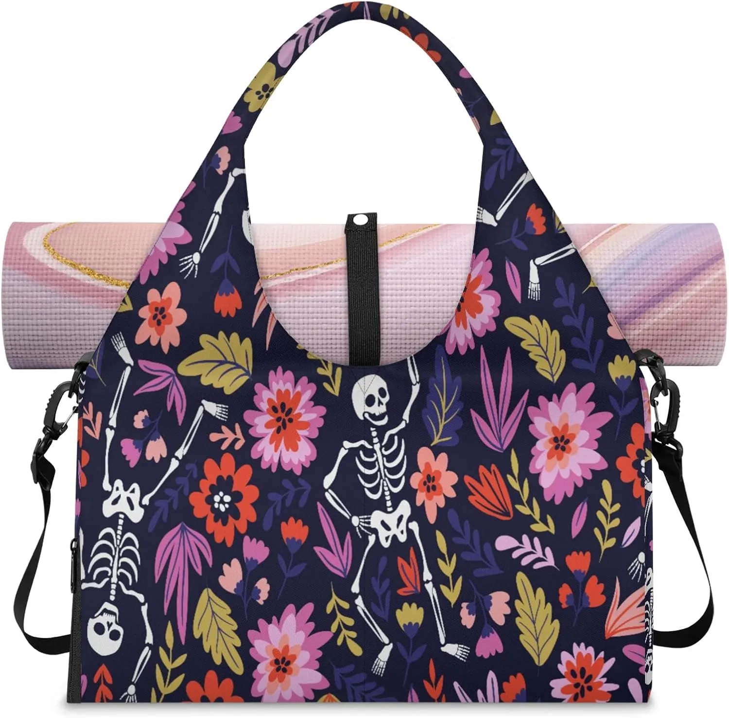 KOBLEN Yoga Gym Bags for Women Duffel Bag with Shoe Compartment and Yoga Mat Portable Weekender Bags for Pilates Travel Offices Workout Beach