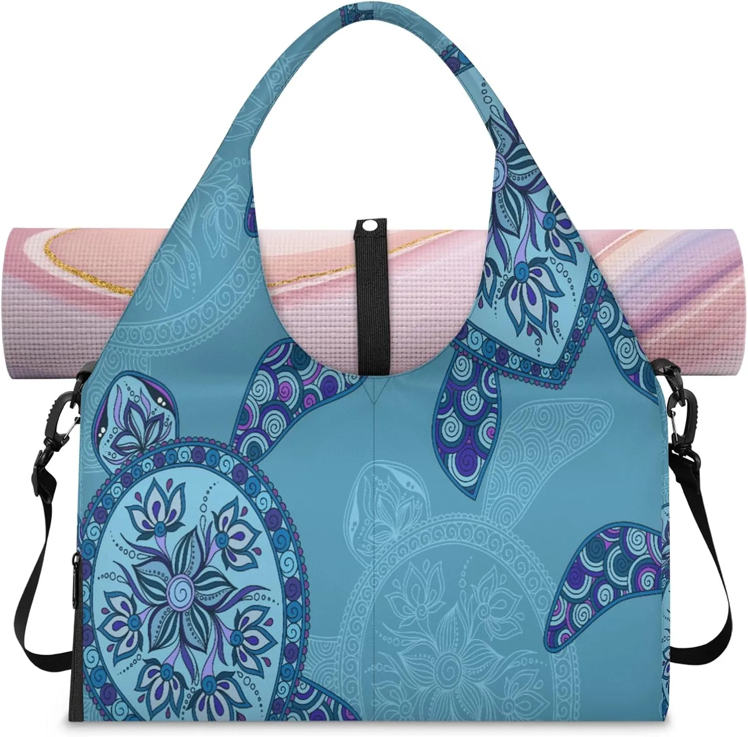 KOBLEN Yoga Gym Bags for Women Duffel Bag with Shoe Compartment and Yoga Mat Portable Weekender Bags for Pilates Travel Offices Workout Beach