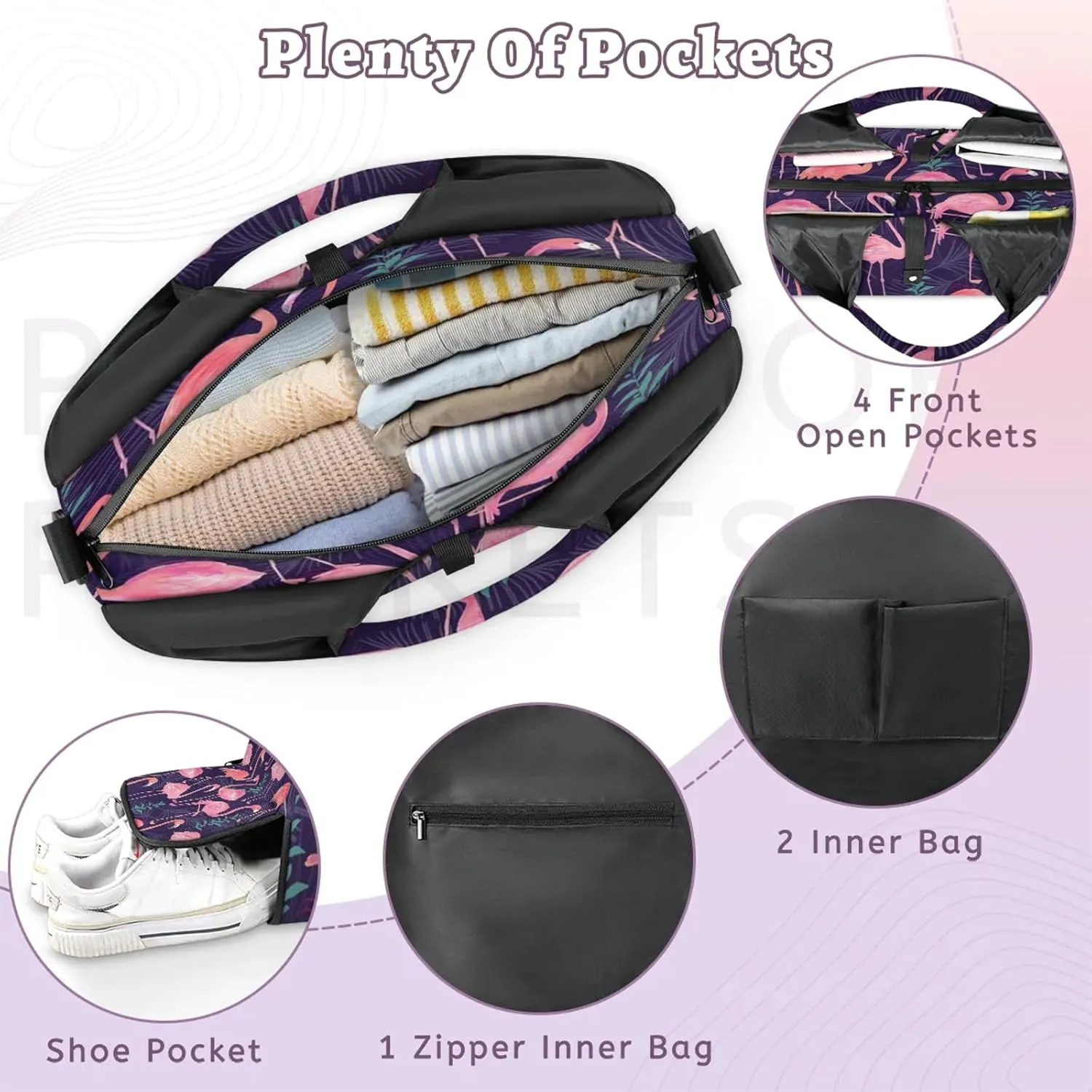 KOBLEN Yoga Gym Bags for Women Duffel Bag with Shoe Compartment and Yoga Mat Portable Weekender Bags for Pilates Travel Offices Workout Beach