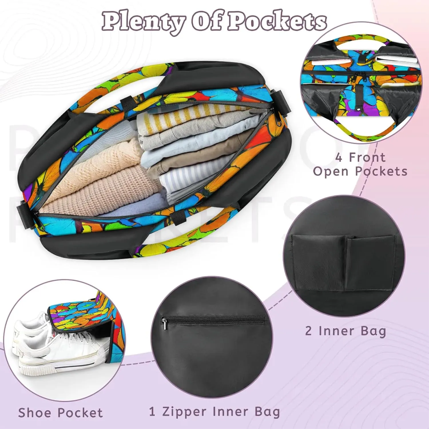 KOBLEN Yoga Gym Bags for Women Duffel Bag with Shoe Compartment and Yoga Mat Portable Weekender Bags for Pilates Travel Offices Workout Beach