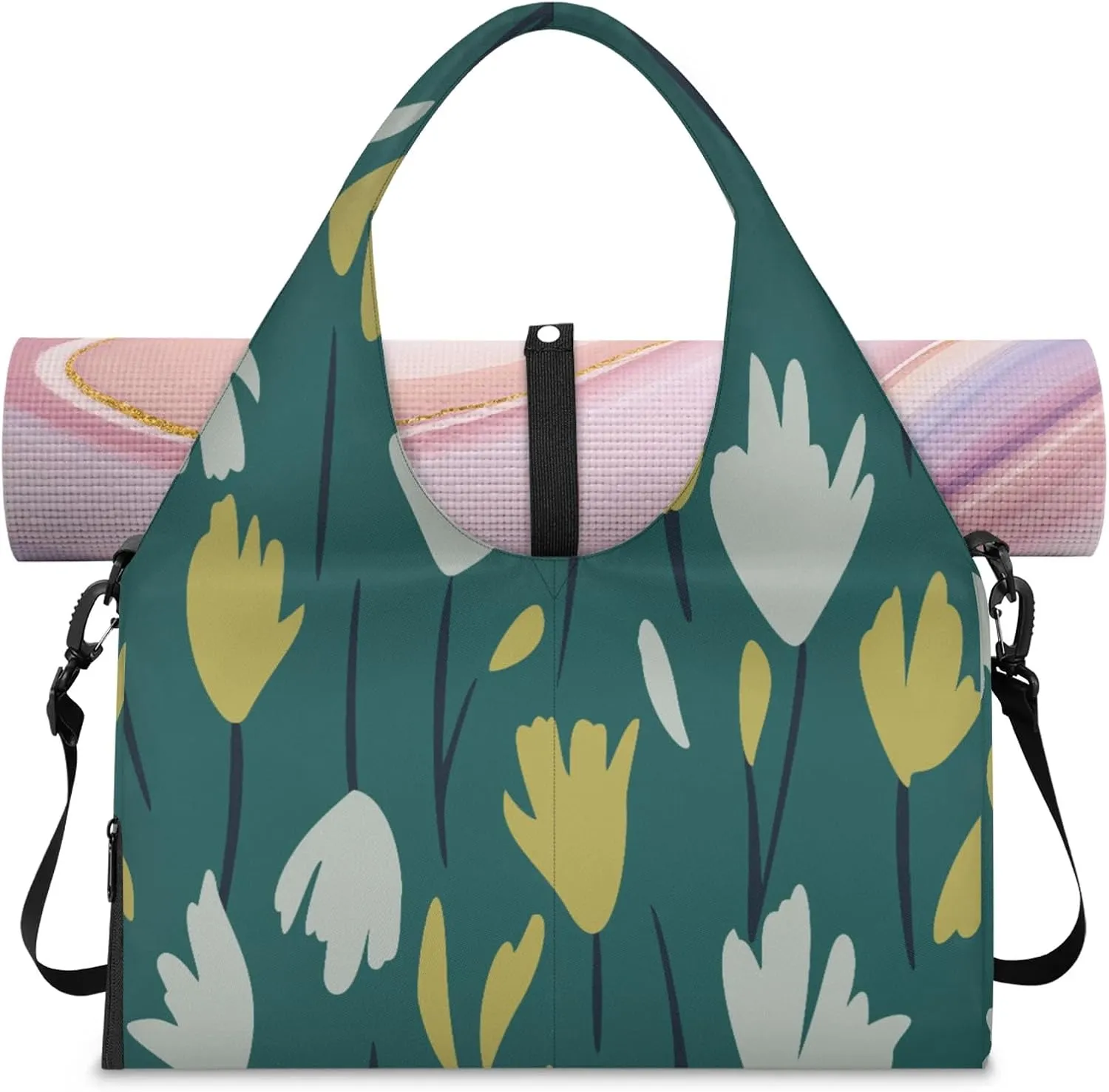 KOBLEN Yoga Gym Bags for Women Duffel Bag with Shoe Compartment and Yoga Mat Portable Weekender Bags for Pilates Travel Offices Workout Beach