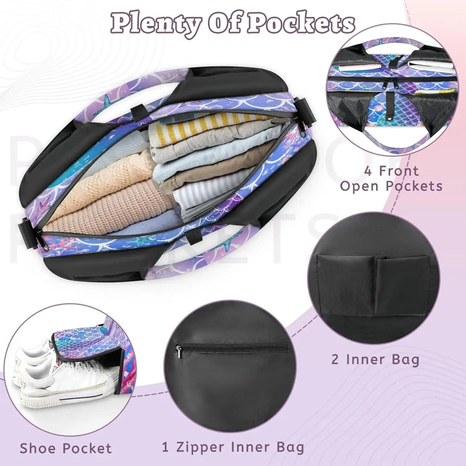 KOBLEN Yoga Gym Bags for Women Duffel Bag with Shoe Compartment and Yoga Mat Portable Weekender Bags for Pilates Travel Offices Workout Beach