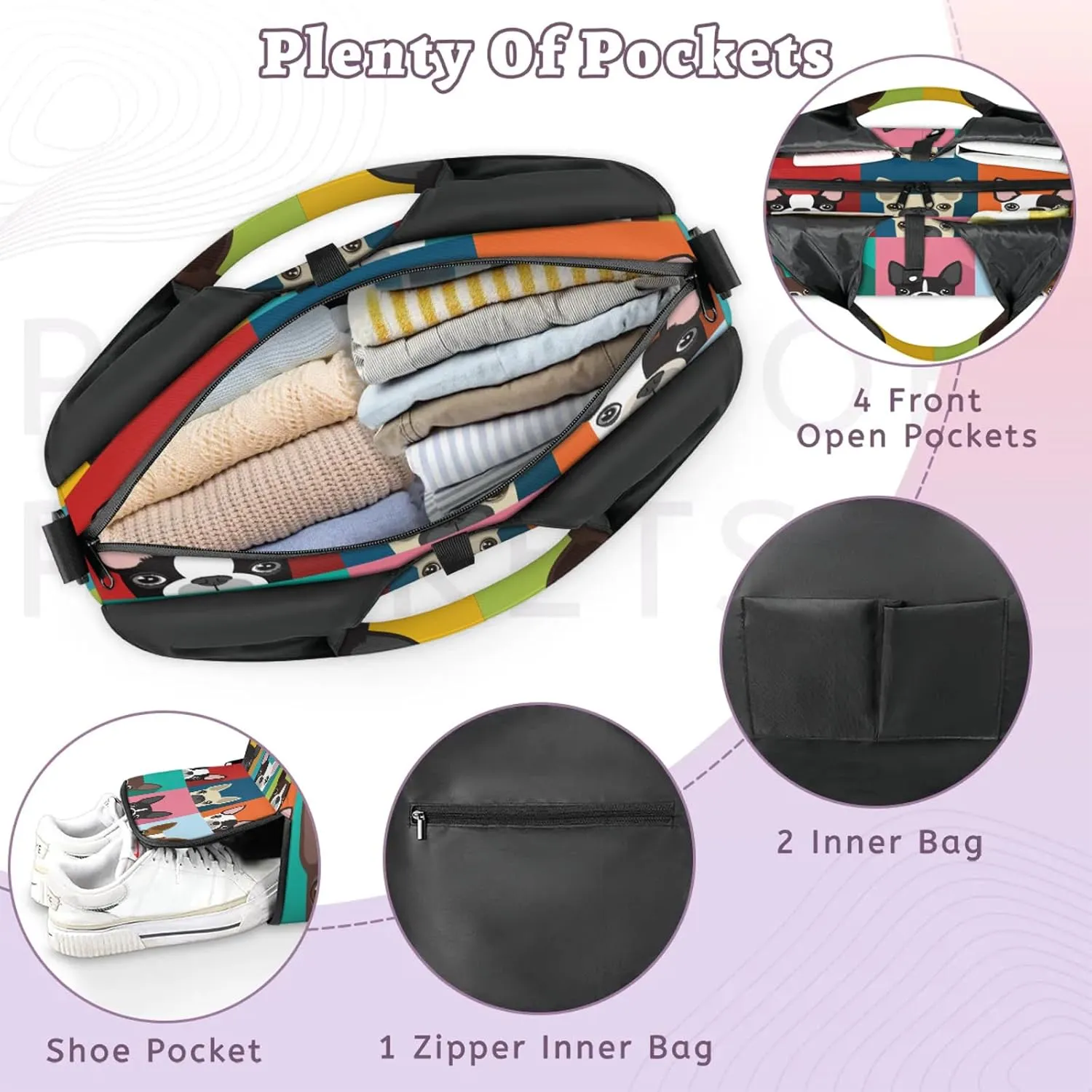 KOBLEN Yoga Gym Bags for Women Duffel Bag with Shoe Compartment and Yoga Mat Portable Weekender Bags for Pilates Travel Offices Workout Beach