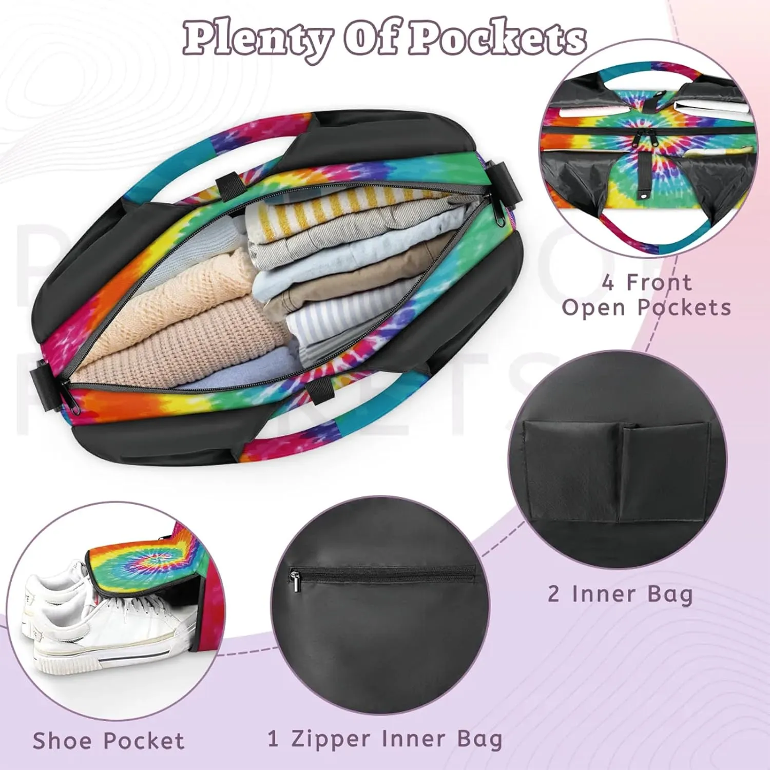 KOBLEN Yoga Gym Bags for Women Duffel Bag with Shoe Compartment and Yoga Mat Portable Weekender Bags for Pilates Travel Offices Workout Beach