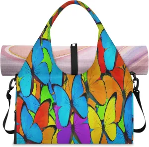KOBLEN Yoga Gym Bags for Women Duffel Bag with Shoe Compartment and Yoga Mat Portable Weekender Bags for Pilates Travel Offices Workout Beach