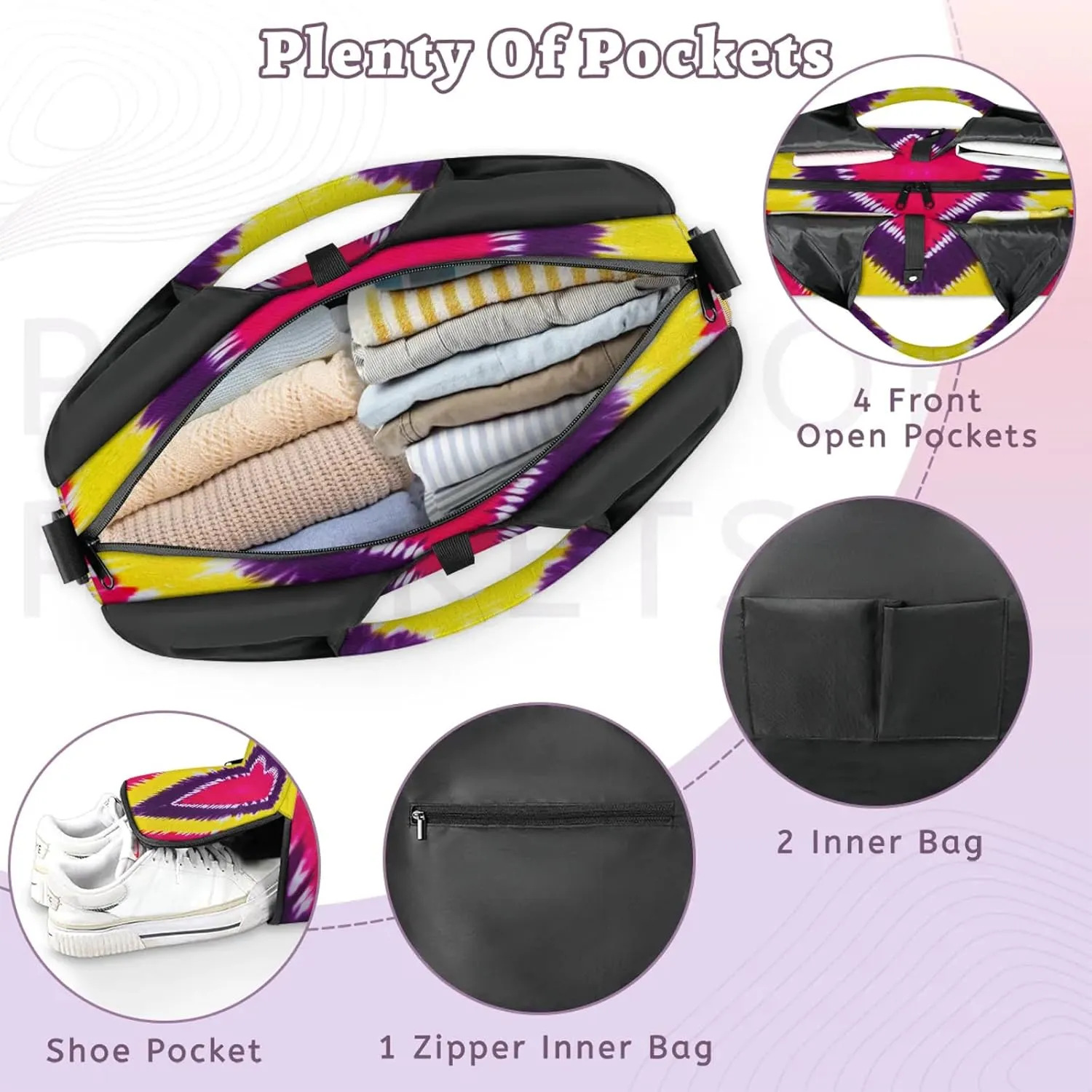 KOBLEN Yoga Gym Bags for Women Duffel Bag with Shoe Compartment and Yoga Mat Portable Weekender Bags for Pilates Travel Offices Workout Beach