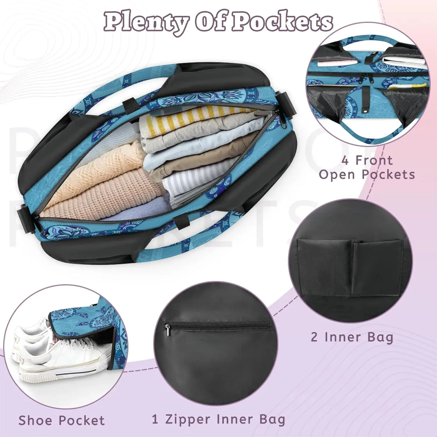 KOBLEN Yoga Gym Bags for Women Duffel Bag with Shoe Compartment and Yoga Mat Portable Weekender Bags for Pilates Travel Offices Workout Beach