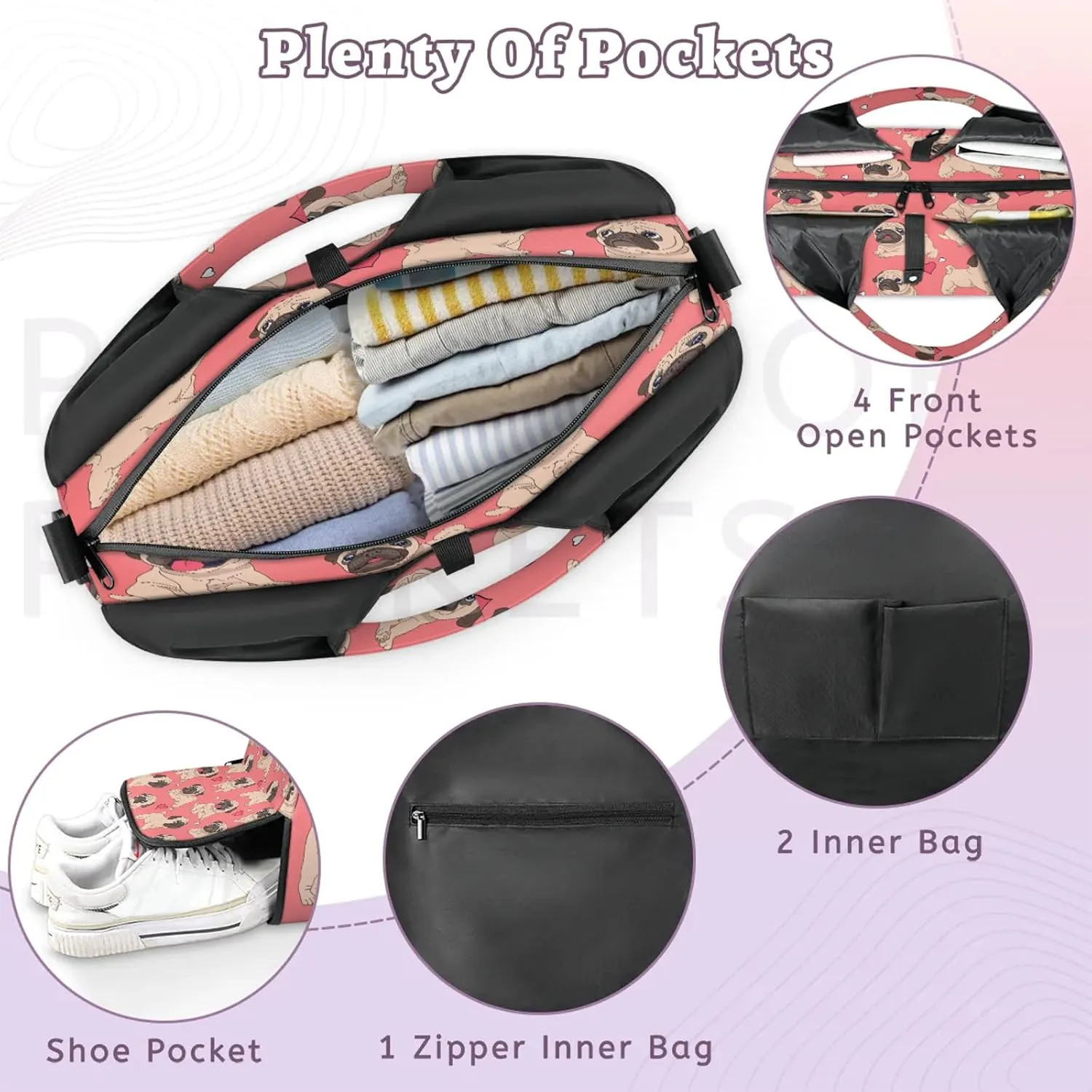KOBLEN Yoga Gym Bags for Women Duffel Bag with Shoe Compartment and Yoga Mat Portable Weekender Bags for Pilates Travel Offices Workout Beach